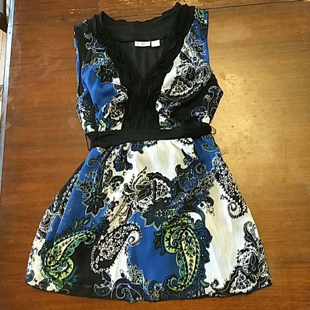 Cato Paisley Print Blue and Green Sleeveles Blouse